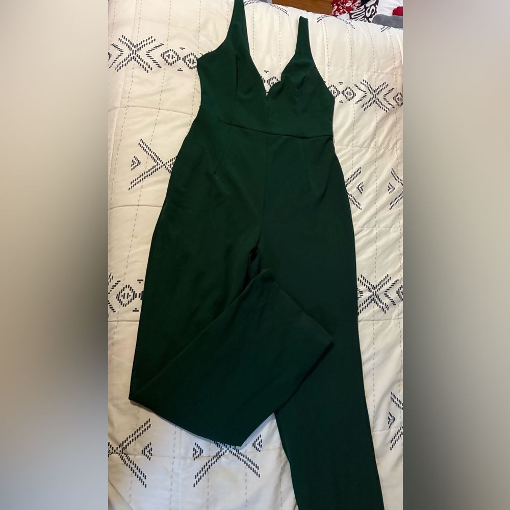 Lulu's Deep Green Wide Leg Jumpsuit